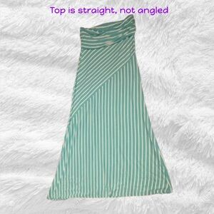 MIK Fold Over Waist Maxi Skirt, teal and white, size M